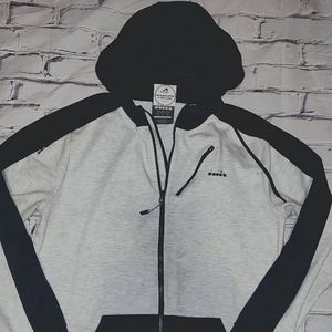 Size Large Black & Grey Diadora Full Zip Hoodie Size Large